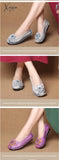 Xajzpa - Spring Leather Shoes Women Flats New Style Flower Genuine For Female Casual Woman Loafers