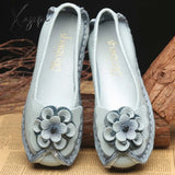 Xajzpa - Spring Leather Shoes Women Flats New Style Flower Genuine For Female Casual Woman Loafers