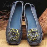 Xajzpa - Spring Leather Shoes Women Flats New Style Flower Genuine For Female Casual Woman Loafers