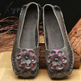 Xajzpa - Spring Leather Shoes Women Flats New Style Flower Genuine For Female Casual Woman Loafers