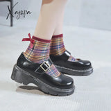 Xajzpa - Spring New Arrival Japanese Style Vintage Buckle Mary Janes Shoes Women’s Shallow Mouth