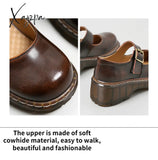 Xajzpa - Spring New Arrival Japanese Style Vintage Buckle Mary Janes Shoes Women’s Shallow Mouth