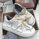 Xajzpa - Spring New Flat Platform White Vulcanize Shoes Women Casual Sports Sneakers Canvas Running