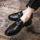 Xajzpa - Spring Summer Style Mens Loafers For Wedding Party Dance Black Brown Genuine Leather Slip