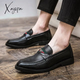 Xajzpa - Spring Summer Style Mens Loafers For Wedding Party Dance Black Brown Genuine Leather Slip