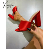 Xajzpa - Square Toe High-Heeled Slippers Women’s Outside Wear Spring Plus Shoes Thick Heel