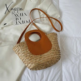 Xajzpa - Straw Summer Beach Bag Women Vintage Handmade Woven Shoulder Shell Fashion Tote Vacation