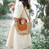 Xajzpa - Straw Summer Beach Bag Women Vintage Handmade Woven Shoulder Shell Fashion Tote Vacation