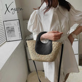 Xajzpa - Straw Summer Beach Bag Women Vintage Handmade Woven Shoulder Shell Fashion Tote Vacation