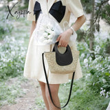 Xajzpa - Straw Summer Beach Bag Women Vintage Handmade Woven Shoulder Shell Fashion Tote Vacation