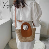 Xajzpa - Straw Summer Beach Bag Women Vintage Handmade Woven Shoulder Shell Fashion Tote Vacation