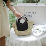 Xajzpa - Straw Summer Beach Bag Women Vintage Handmade Woven Shoulder Shell Fashion Tote Vacation