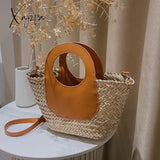 Xajzpa - Straw Summer Beach Bag Women Vintage Handmade Woven Shoulder Shell Fashion Tote Vacation