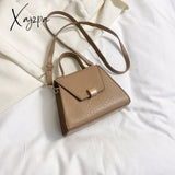 Xajzpa - Stylish Crocodile Embossed Top Handle Satchel Bag Crossbody Khaki / M Women Bags