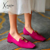 Xajzpa - Suede Square Toes Loafers Slip On