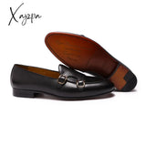 Xajzpa - Summer Autumn Men’s Loafers Genuine Leather Hand Painted Monk Strap Dress Shoes Wedding