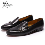 Xajzpa - Summer Autumn Men’s Loafers Genuine Leather Hand Painted Monk Strap Dress Shoes Wedding