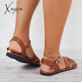 Xajzpa - Summer Buckle Strap Sandals Open Toe Flat Beach