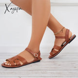 Xajzpa - Summer Buckle Strap Sandals Open Toe Flat Beach