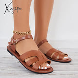 Xajzpa - Summer Buckle Strap Sandals Open Toe Flat Beach