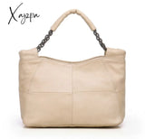 Xajzpa - Summer European And American Style Fashion Handbag Lady Chain Soft Genuine Leather Tote