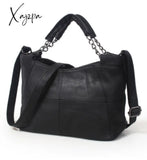 Xajzpa - Summer European And American Style Fashion Handbag Lady Chain Soft Genuine Leather Tote