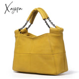 Xajzpa - Summer European And American Style Fashion Handbag Lady Chain Soft Genuine Leather Tote