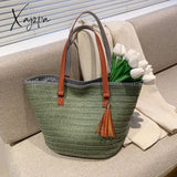 Xajzpa - Summer Fashion Female Hand-Woven Straw Handbags Bohemian Large Capacity Bucket Beach Bags