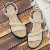 Xajzpa - Summer Fashion Flock Woven Open Toe Narrow Band Flat Beach Sandals Women Casual Ankle