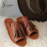 Xajzpa - Summer Female Flat Slippers Women’s Fashion Tassel Comfortable Shoes Ladies Leopard New