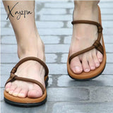 Xajzpa - Summer Men Sandalias Hombre Gladiator Sandals For Male Roman Beach Shoes Flip Flops Slip