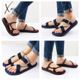 Xajzpa - Summer Men Sandalias Hombre Gladiator Sandals For Male Roman Beach Shoes Flip Flops Slip