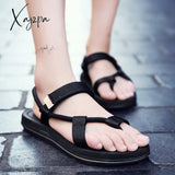 Xajzpa - Summer Men Sandalias Hombre Gladiator Sandals For Male Roman Beach Shoes Flip Flops Slip