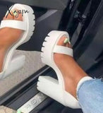 Xajzpa - Summer New Thick With High-Heeled Word Sandals Simple Roman High Female Woman