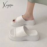 Xajzpa - Summer Sandals Women Platform Shoes Heels Luxury Mules Wedge Black Plus Size Slippers