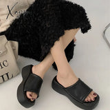 Xajzpa - Summer Sandals Women Platform Shoes Heels Luxury Mules Wedge Black Plus Size Slippers