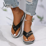 Xajzpa - Summer Slippers Women’s Open Toe Shoes New Wedge Platform Sandals Beach Party Outdoor