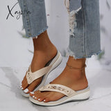 Xajzpa - Summer Slippers Women’s Open Toe Shoes New Wedge Platform Sandals Beach Party Outdoor