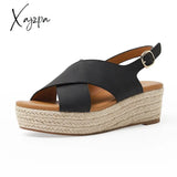 Xajzpa - Summer Women Sandals New Fashion Wedges Super High Heel Buckle Round Toe Open Toes Ladies