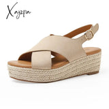 Xajzpa - Summer Women Sandals New Fashion Wedges Super High Heel Buckle Round Toe Open Toes Ladies