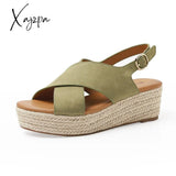 Xajzpa - Summer Women Sandals New Fashion Wedges Super High Heel Buckle Round Toe Open Toes Ladies