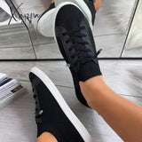 Xajzpa - Summer Women Shoes Mesh Light Breathable Flats Female Trainers Fashion Casual Mujer Black