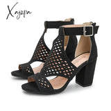 Xajzpa - Summer Women’s Chunky High Heel Sandals Elegant Cutout Open Toe Ankle Strap Dress Shoes