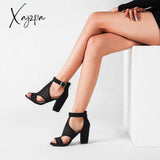 Xajzpa - Summer Women’s Chunky High Heel Sandals Elegant Cutout Open Toe Ankle Strap Dress Shoes