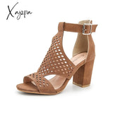 Xajzpa - Summer Women’s Chunky High Heel Sandals Elegant Cutout Open Toe Ankle Strap Dress Shoes