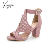 Xajzpa - Summer Women’s Chunky High Heel Sandals Elegant Cutout Open Toe Ankle Strap Dress Shoes