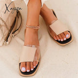 Xajzpa - Summer Women’s Flat Sandals Ladies Casual Patchwork Open-Toe Mixed Color Outdoor Beach