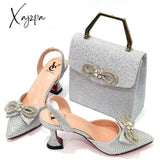 Xajzpa - The Latest Ins Style Rhinestone Bow Side Empty Party High Heels Pointed Toe Stiletto