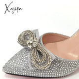 Xajzpa - The Latest Ins Style Rhinestone Bow Side Empty Party High Heels Pointed Toe Stiletto