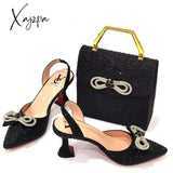 Xajzpa - The Latest Ins Style Rhinestone Bow Side Empty Party High Heels Pointed Toe Stiletto